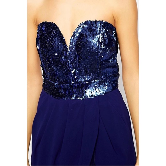 NWOT [tfnc london] blue sequin bodice midi dress - Picture 3 of 6